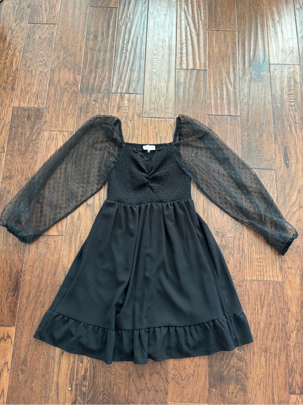 Altar'd State Black Puff-Sleeve Mini Dress